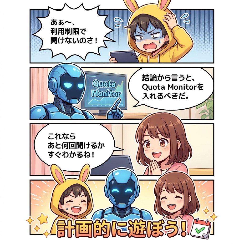 Quota Monitorの紹介（4コマ漫画）