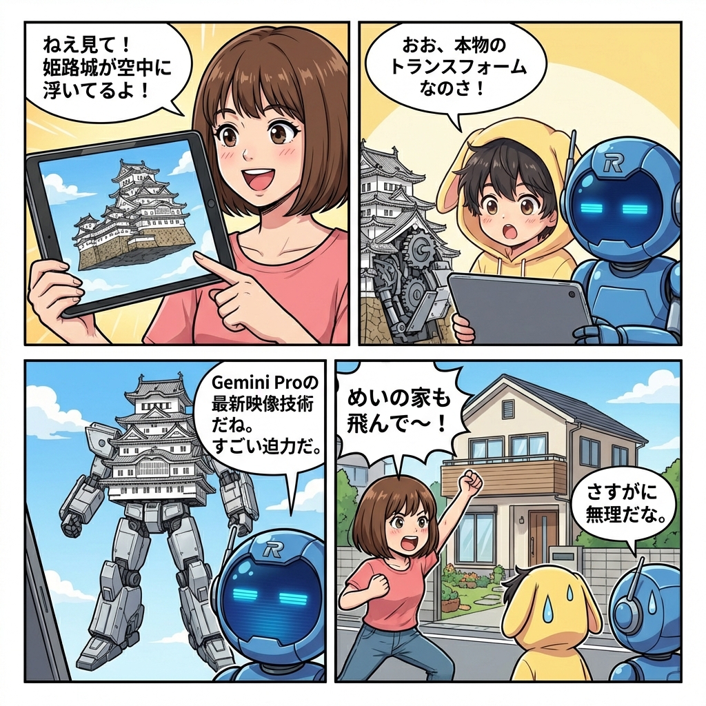 【衝撃映像】姫路城がロボットに！？Gemini Proが描く伝統のトランスフォーム